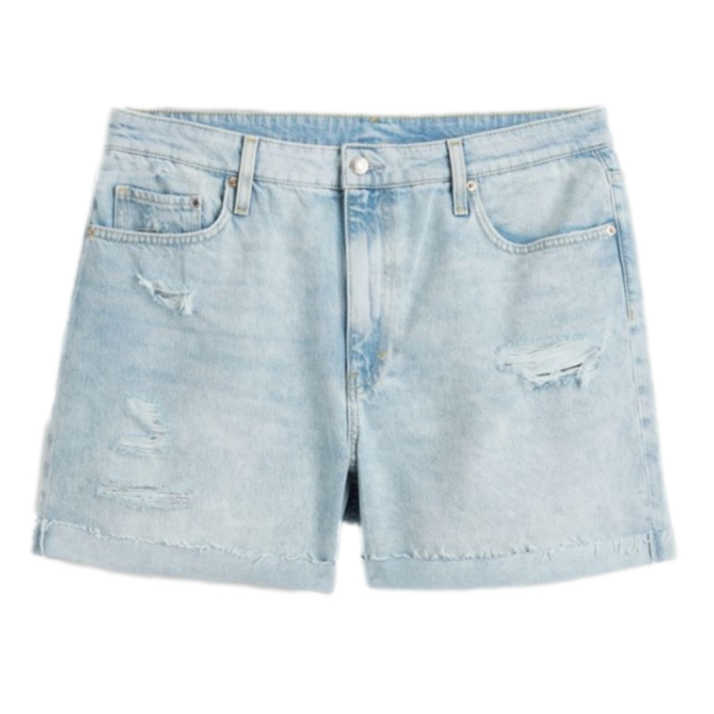 H&M Women’s Mom Comfort High
Denim Shorts Size 10 Supersoft Distressed 5 Pockets